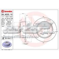 08A53310 Brembo disco de freno trasero