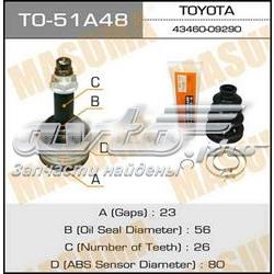 4341005240 Toyota árbol de transmisión trasero derecho