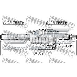 0114ACV40L26A48 Febest árbol de transmisión delantero derecho