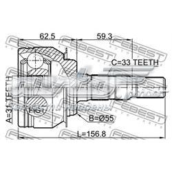 1010-J300 Febest junta homocinética exterior delantera