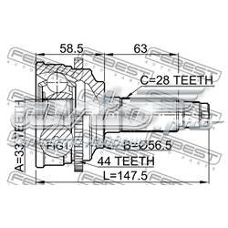 0510-M6A44 Febest junta homocinética exterior delantera