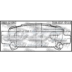 0801-G10R Febest pastillas de freno traseras