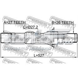 Semieje de transmisión intermedio 1012V250ATRH Febest