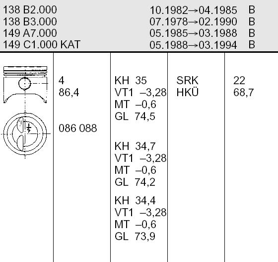 5882997 Fiat/Alfa/Lancia pistón completo para 1 cilindro, std