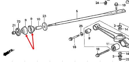  Silentblock Extensiones De Brazos Inferiores Delanteros para Honda Civic 4 