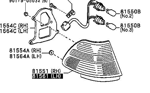 8156150110 Toyota piloto posterior izquierdo