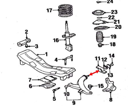 20201FA050 Subaru silentblock de suspensión delantero inferior