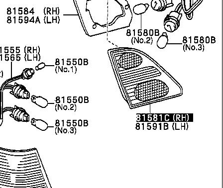  Piloto posterior interior derecho para Lexus LS UCF30