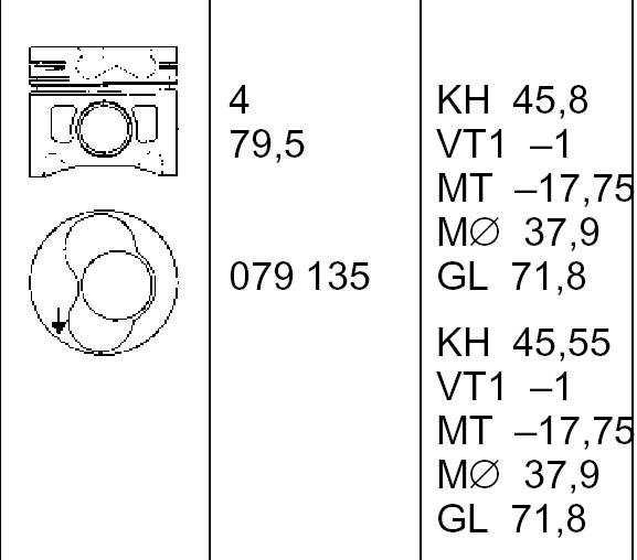 Pistón completo para 1 cilindro, cota de reparación + 0,50 mm WG1094037 Wilmink Group