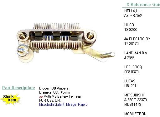 MB611479 Mitsubishi alternador diodo puente rectificador