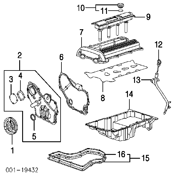 90537319 Opel juego de juntas, tapa de culata de cilindro, anillo de junta