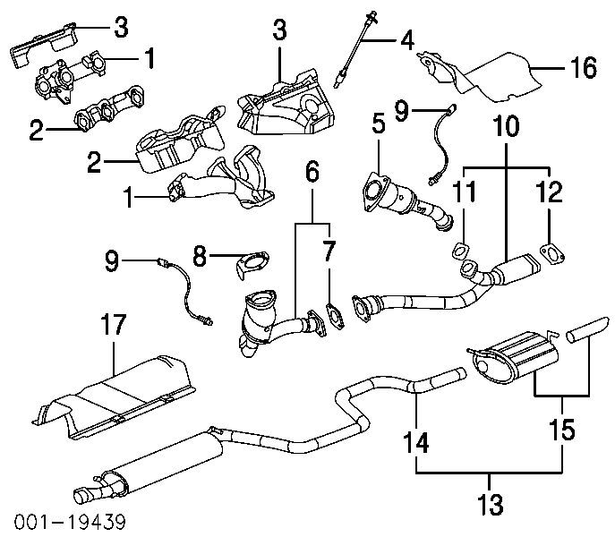 24505057 General Motors junta, catalizador, tubo de escape