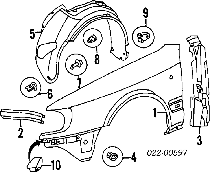 4A0821105D VAG guardabarros delantero izquierdo