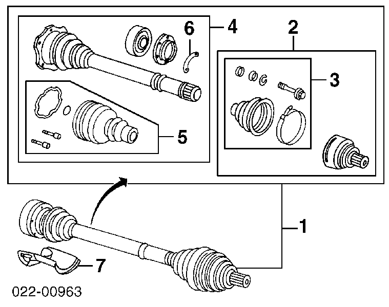 8D0407271AH VAG árbol de transmisión delantero izquierdo