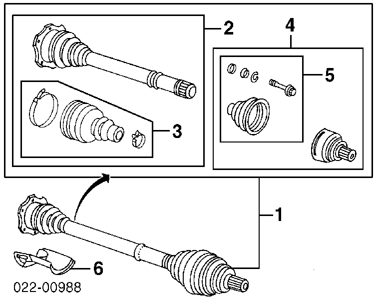 443498201G VAG fuelle, árbol de transmisión delantero interior