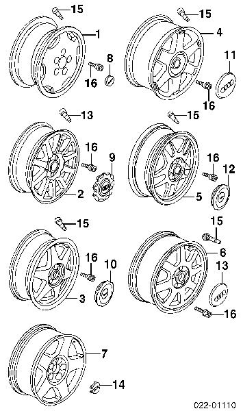  Tapacubo rueda para Audi A6 4A, C4