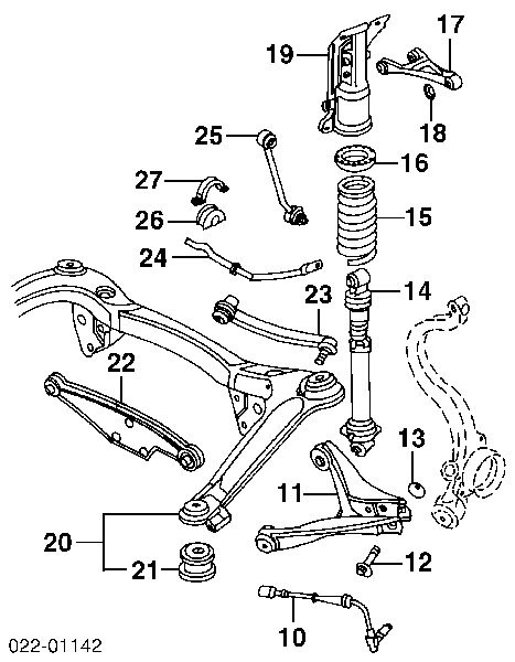 Soporte amortiguador trasero derecho 96SKV099 SKV