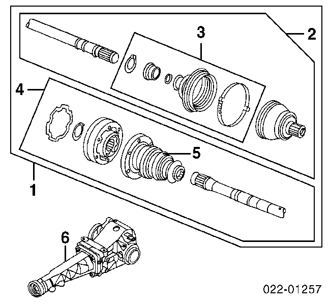 4D0598203 VAG fuelle, árbol de transmisión exterior derecho