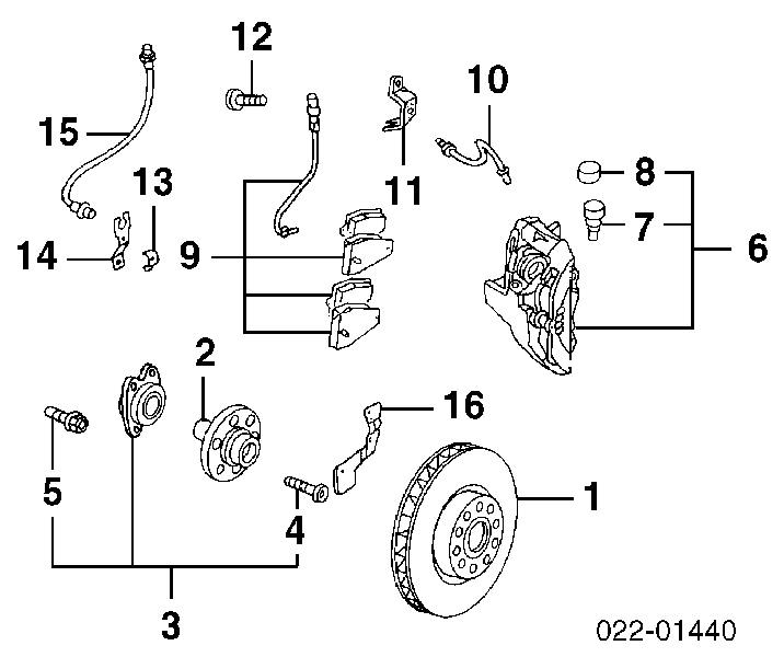 441615207 VAG juego de reparación, pinza de freno delantero