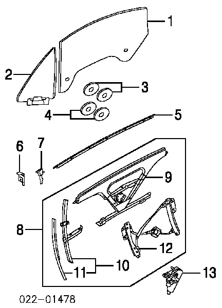  Luna de puerta delantera izquierda para Audi TT 8N3