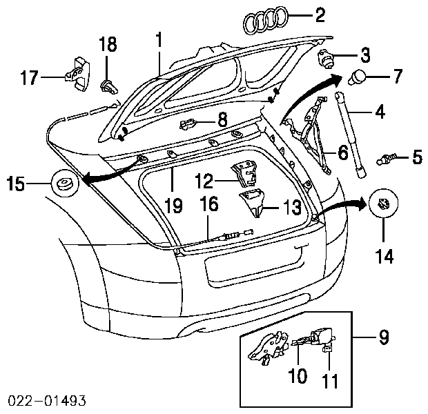  Puerta Trasera de maletero (3/5a Puerta Trasera) para Audi TT 8N9