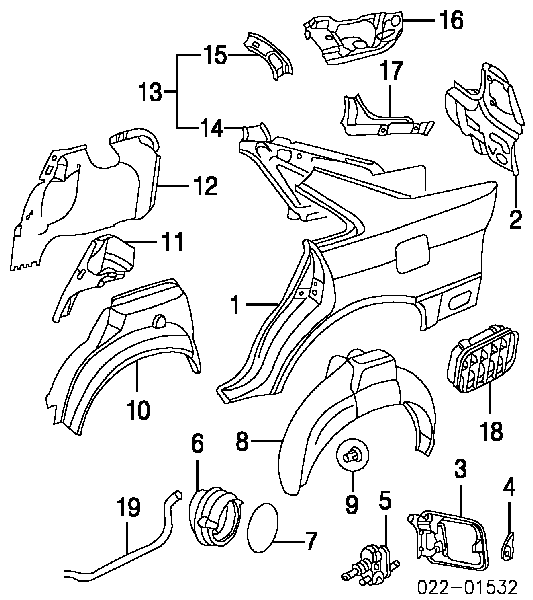  Guardabarros trasero izquierdo para Audi A4 8D2