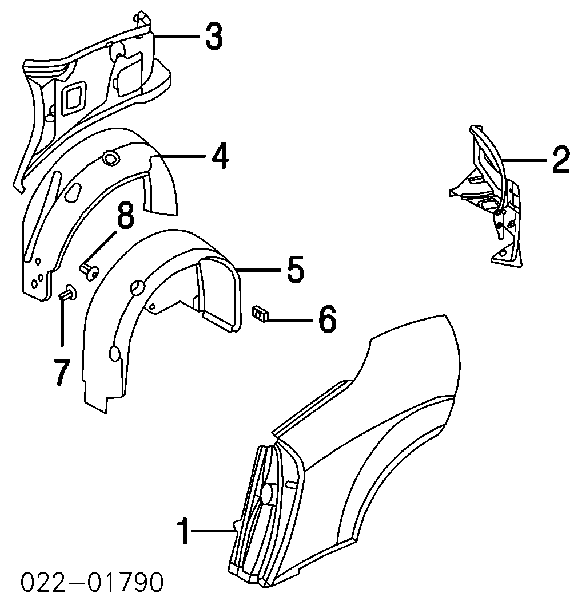  Guardabarros trasero izquierdo para Audi TT 8N3