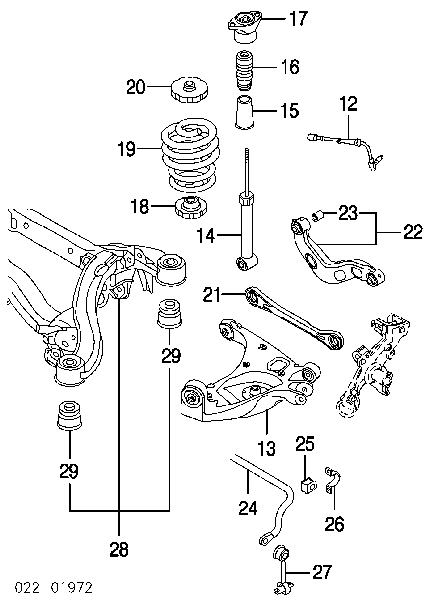 Brazo de suspensión trasero inferior derecho 8E0505312T VAG/Audi