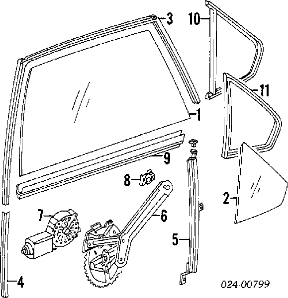  Luna de puerta trasera izquierda para BMW 3 E36