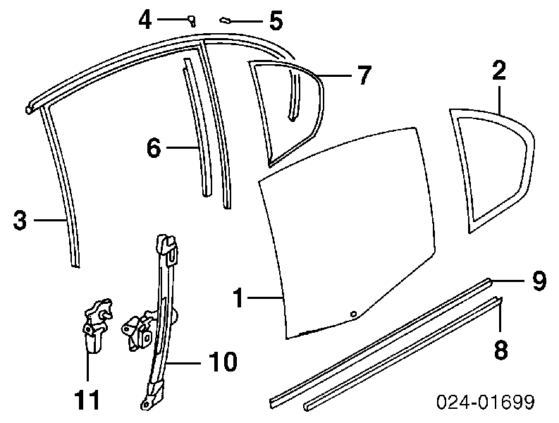  Luna de puerta trasera derecha para BMW 3 E46