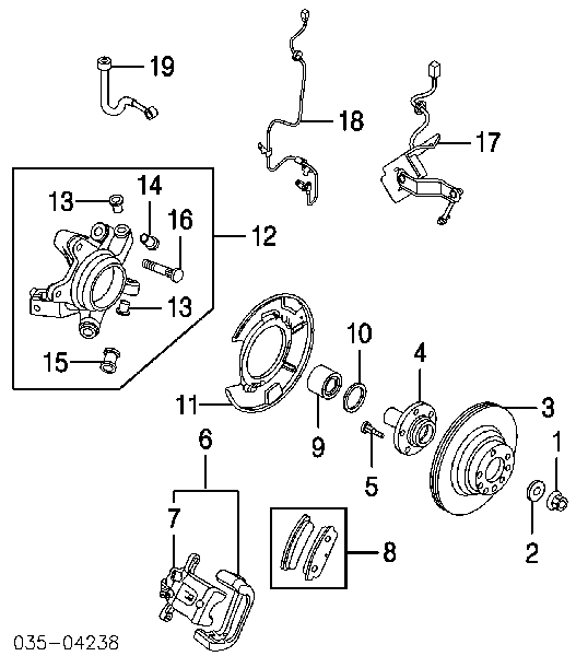 F1Z12699Z Mazda pinza de freno trasera izquierda