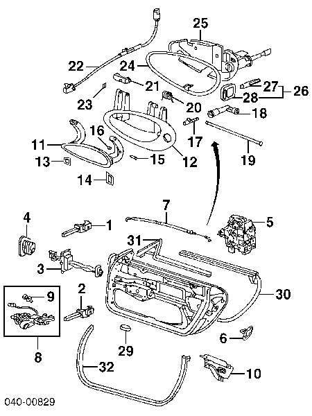 8N1837015 Porsche cerradura de puerta delantera izquierda