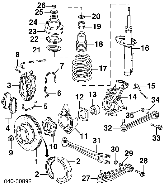 98635240301 Porsche disco de freno trasero