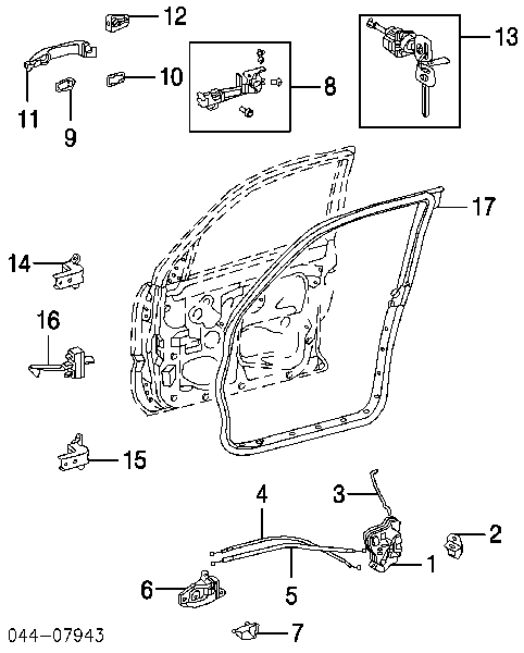  Tirador de puerta exterior delantero para Toyota Land Cruiser J12