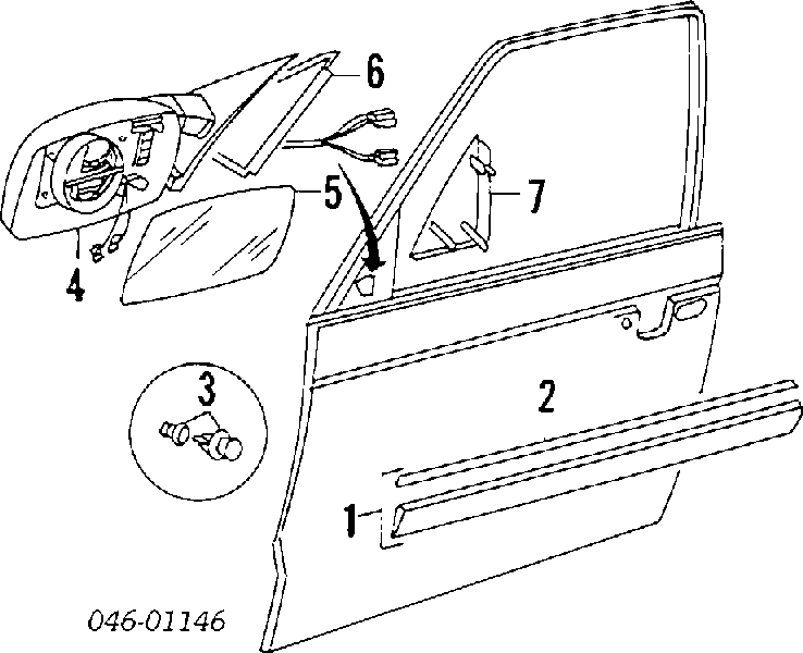  Moldura de la puerta delantera izquierda para Volkswagen Passat B3, B4, 3A5, 351