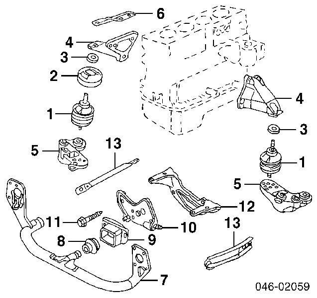 8D0199335P VAG soporte para taco de motor delantero