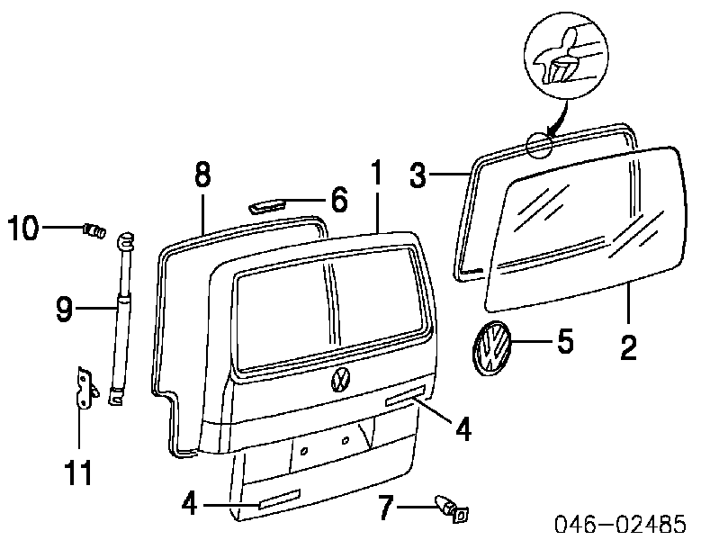  Junta de puerta trasera (en carrocería) para Volkswagen Transporter 70XB, 70XC, 7DB, 7DW