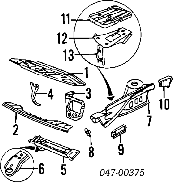 Soporte de radiador superior 1254680 Volvo