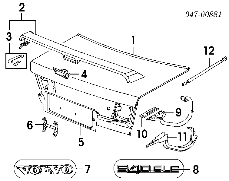 3526575 Volvo amortiguador de maletero