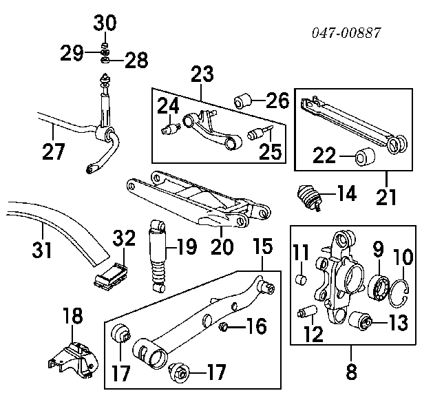  Silentblock de brazo de suspensión trasero superior para Volvo 850 LS