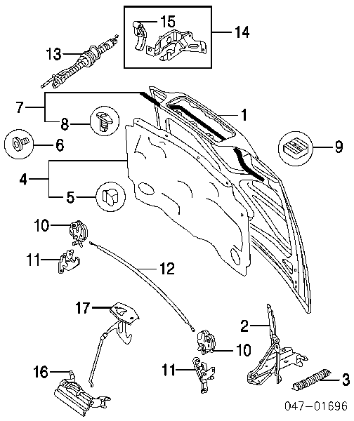 Cable de capó del motor 9444027 Volvo