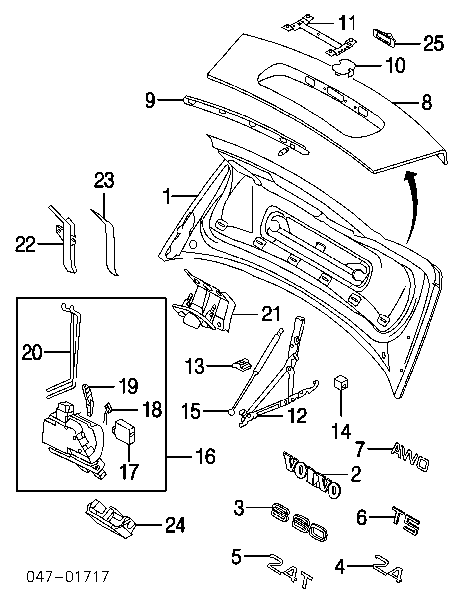 8652462 Volvo amortiguador de maletero