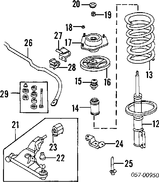 MB907164 Chrysler barra oscilante, suspensión de ruedas delantera, inferior derecha