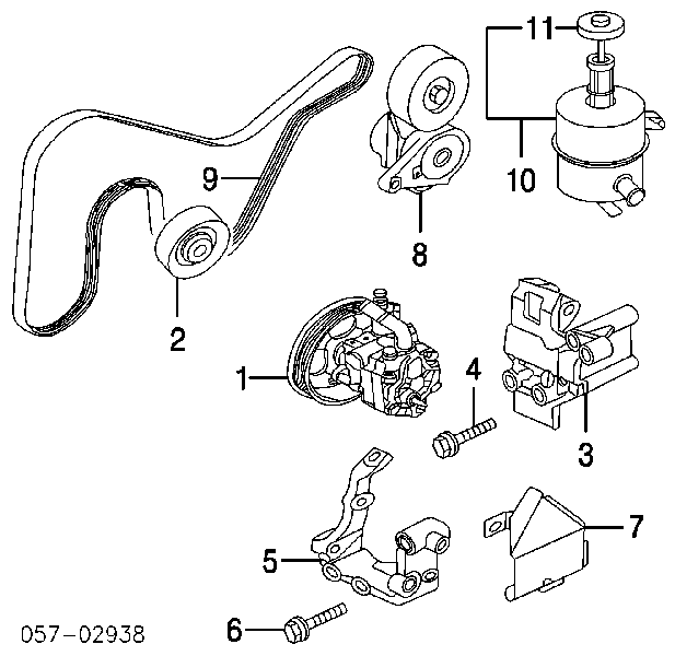 Tensor de correa, correa poli V MD373939 Mitsubishi