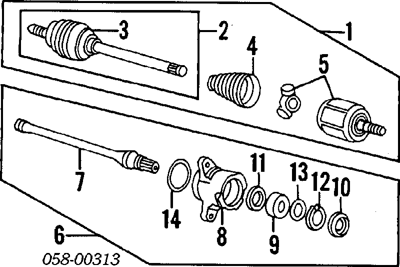  Fuelle, árbol de transmisión delantero interior para Honda Legend 1 