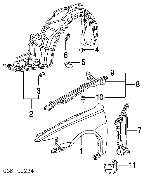  Guardabarros interior, aleta delantera, derecho para Honda Accord 7 