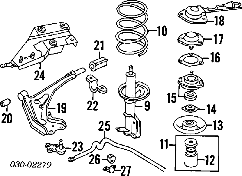 5430213E26 Nissan amortiguador delantero derecho