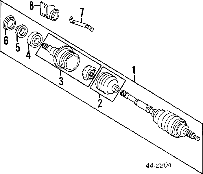 0443832040 Toyota fuelle, árbol de transmisión delantero interior