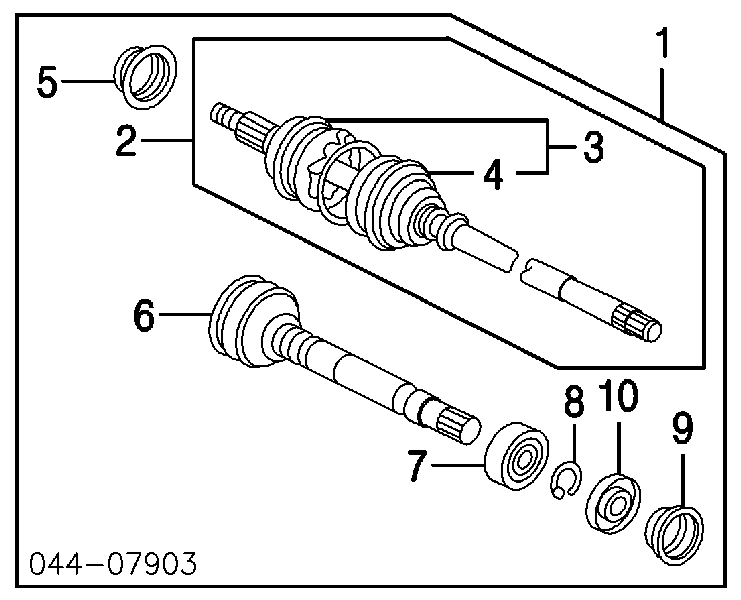 Juego de fuelles, árbol de transmisión delantero 0443806410 Toyota