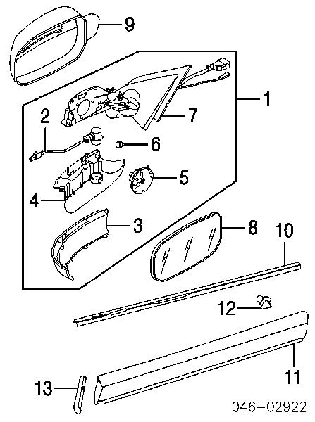 7L6857507BG01C VAG cubierta, retrovisor exterior izquierdo